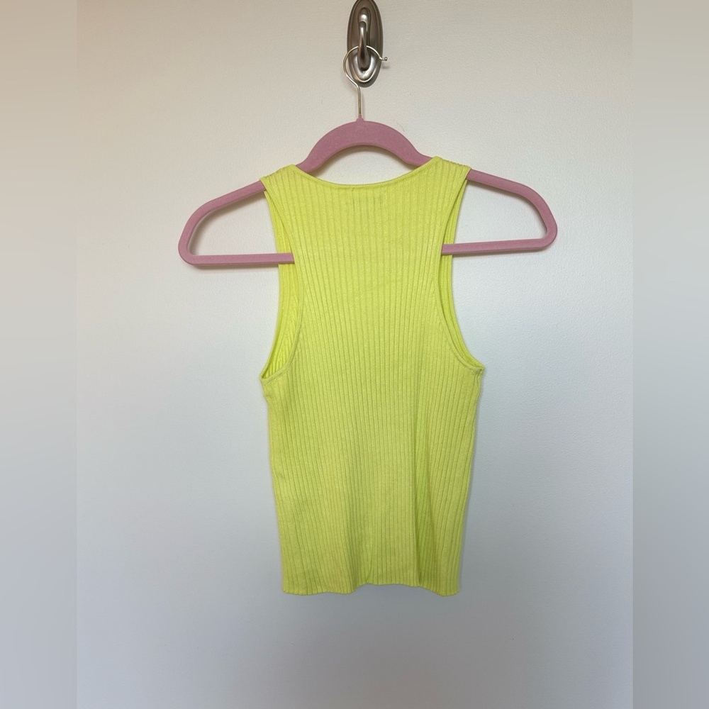Calvin Klein Jeans Yellow Ribbed Fitted Tank Top - Picture 4 of 5